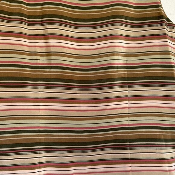 Charter Club Multicolored Striped Silk Button Back Sleeveless Top - Size 12 - Picture 3 of 5